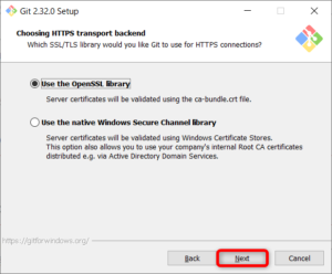 HTTPSトランスポートの設定画面
